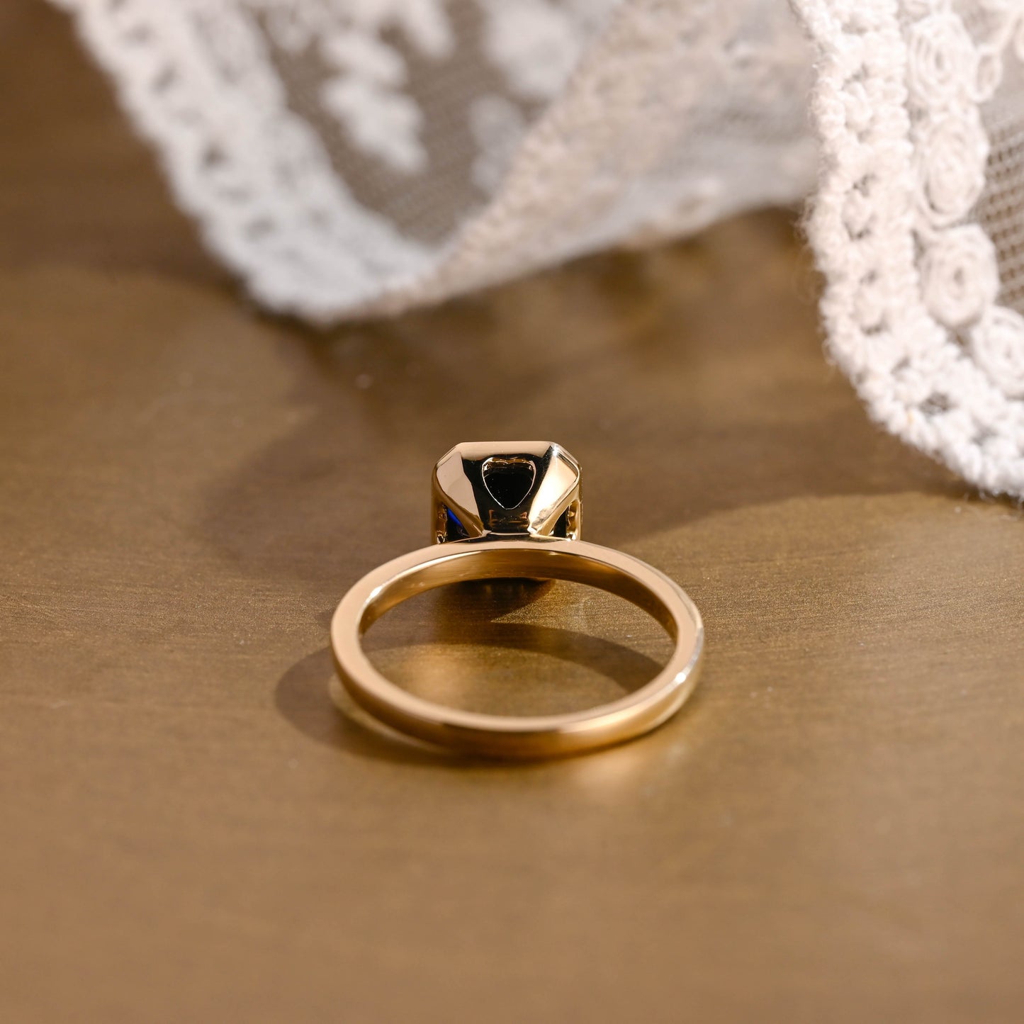 SquareJewelry asscher cut moissanite engagement ring Solid Gold Bezel Black Asscher Moissanite Engagement Ring