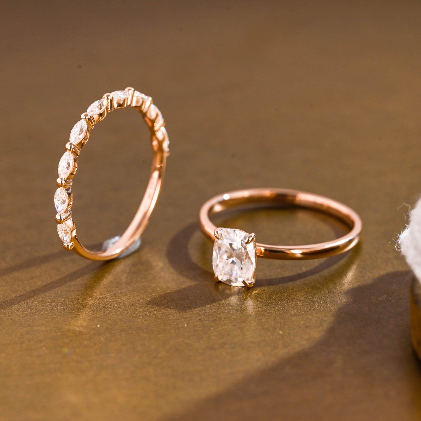 SquareJewelry cushion cut bridal set Solid Gold Dainty Cushion Cut Moissanite Wedding Ring Set