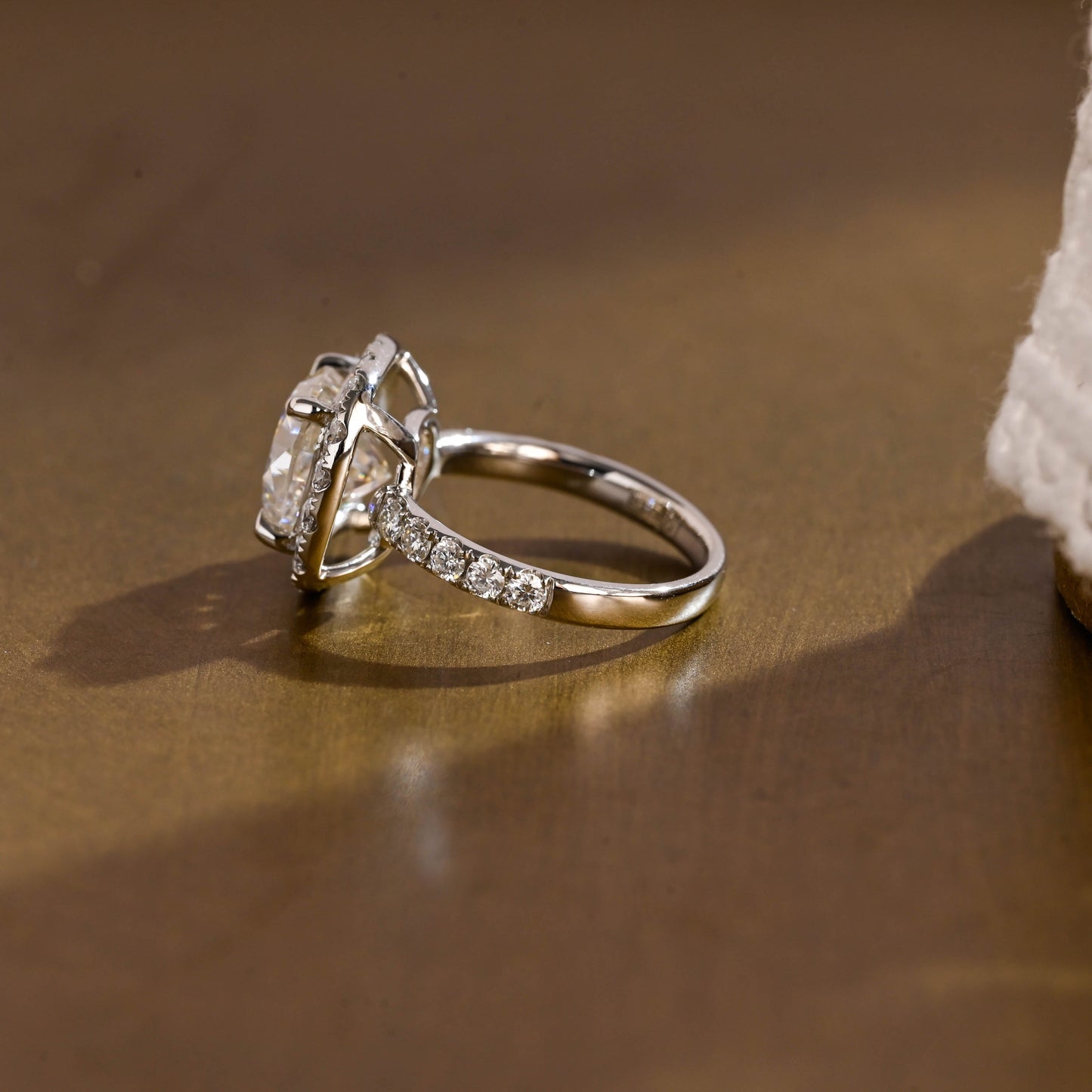 SquareJewelry cushion cut moissanite engagement ring Solid Gold Halo Cushion Moissanite Engagement Ring