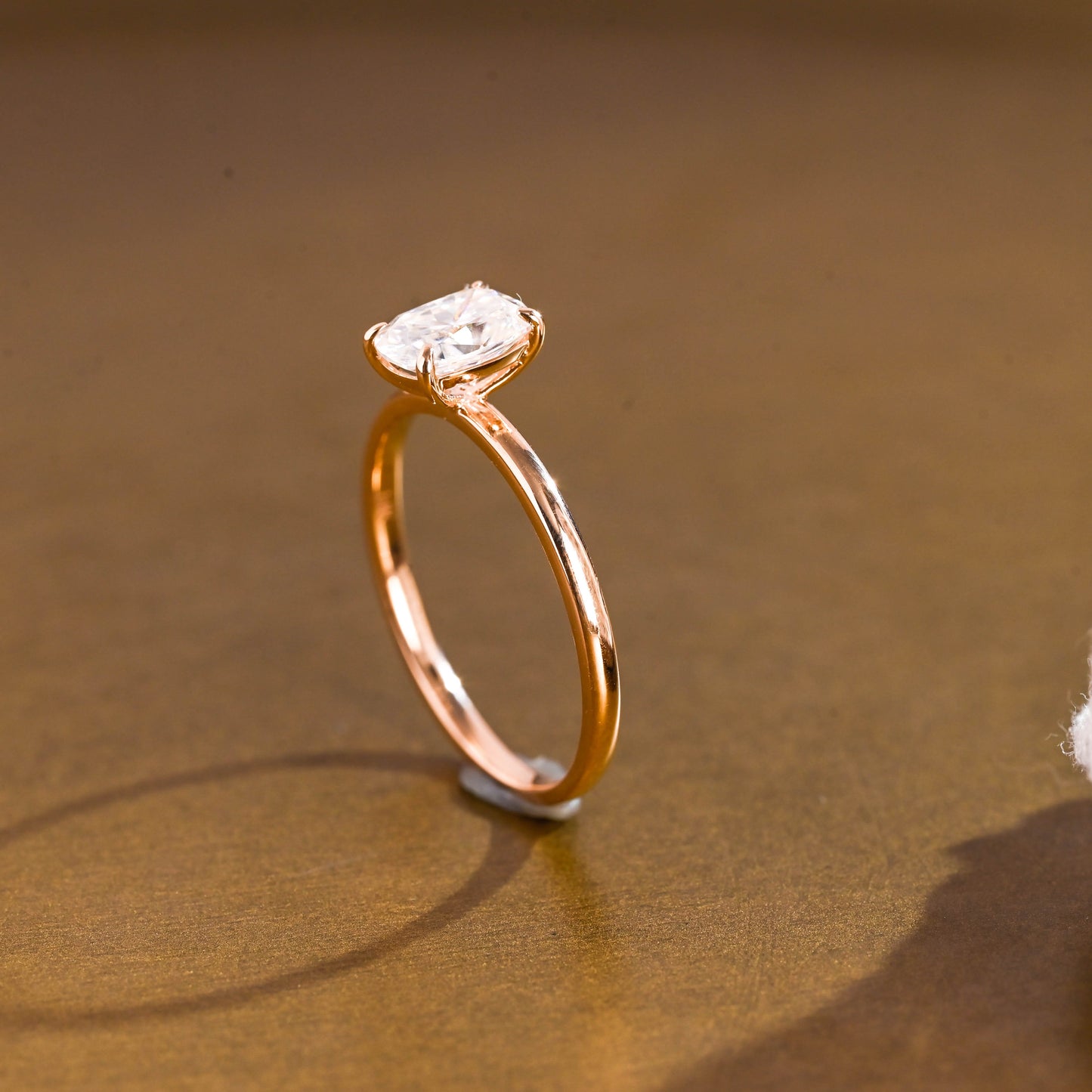 SquareJewelry cushion cut moissanite engagement ring Solid Gold Solitaire Elongated Cushion Cut Moissanite Engagement Ring