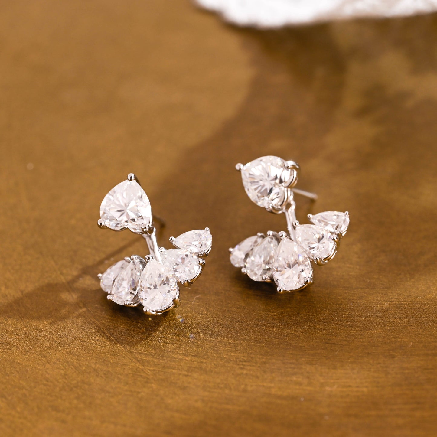 SquareJewelry earrings Solid Gold Cluster Pear Cut Earrings Studs