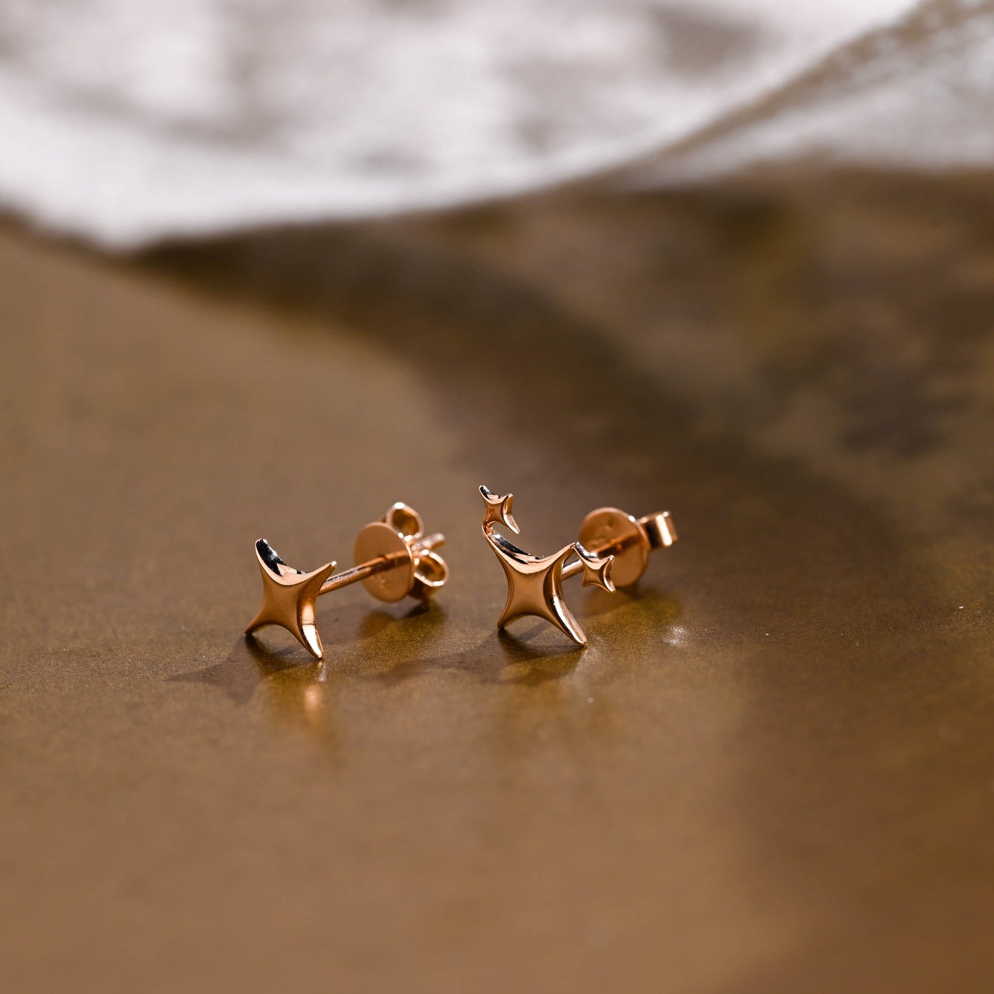 SquareJewelry earrings Solid Gold Dainty Star Earring Studs