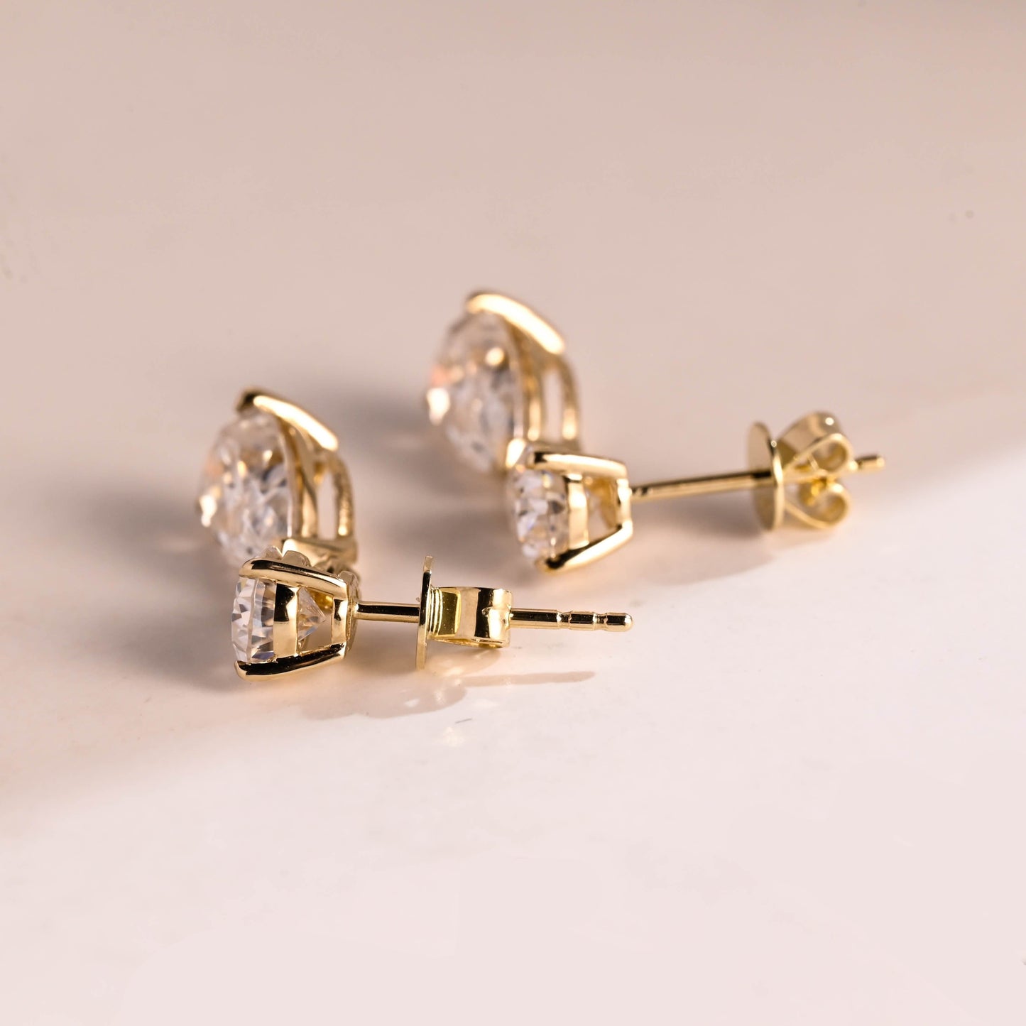 SquareJewelry earrings Solid Gold Tear Drop Pear Cut Moissanite Earring Studs