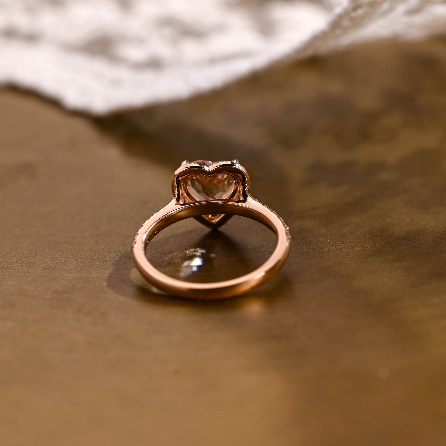 SquareJewelry heart cut lab grown sapphire engagement ring Champagne Bliss: Halo Heart Cut Champagne Lab Grown Sapphire Ring