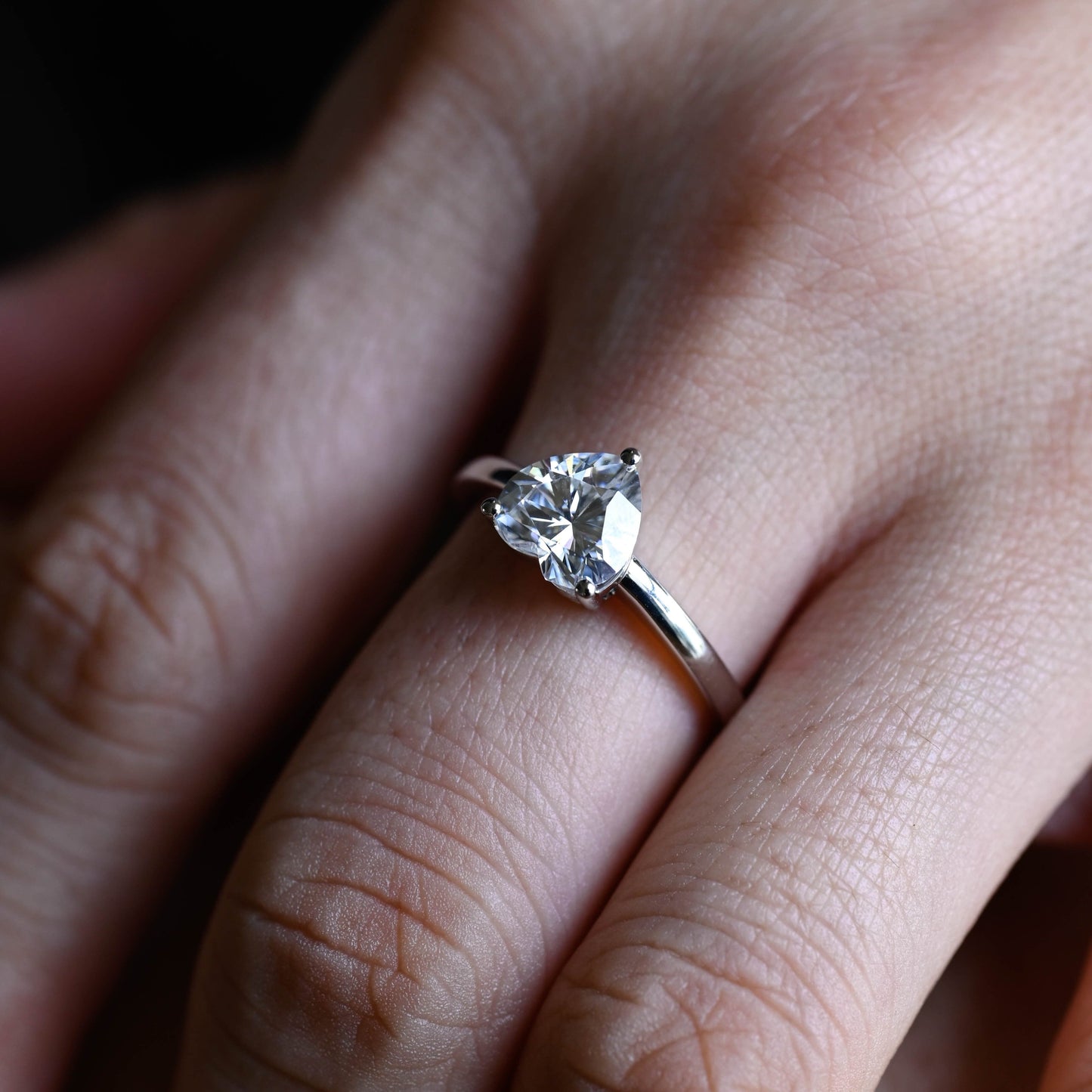 SquareJewelry heart cut moissanite engagement ring Cathedral Setting Heart Cut Moissanite Engagement Ring
