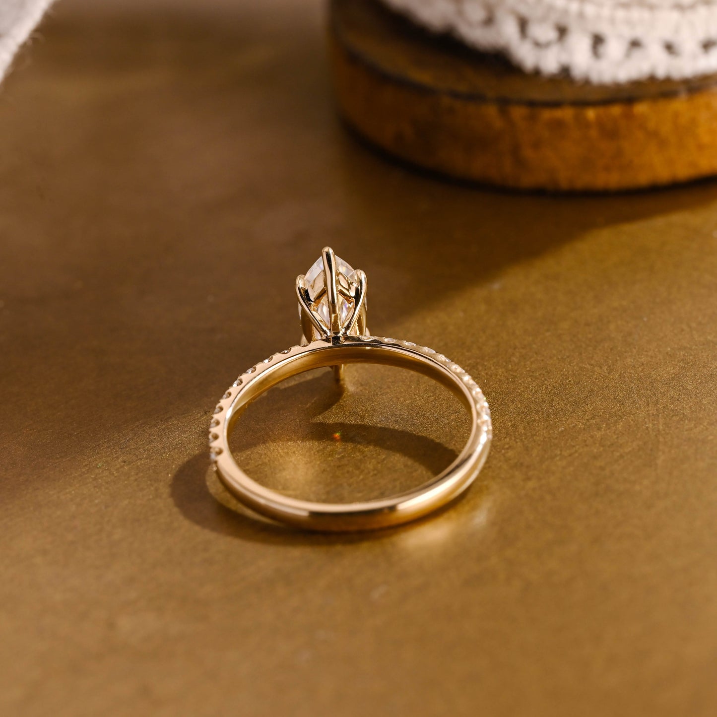 SquareJewelry marquise cut moissanite engagement ring Solid Gold Crushed Ice Marquise Cut Moissanite Engagement Ring