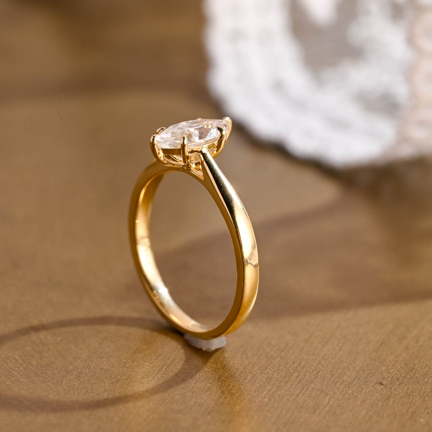 SquareJewelry marquise cut moissanite engagement ring Solid Gold Marquise Cut Moissanite Engagement Ring