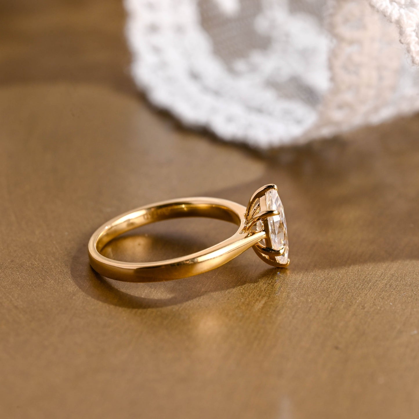 SquareJewelry marquise cut moissanite engagement ring Solid Gold Marquise Cut Moissanite Engagement Ring
