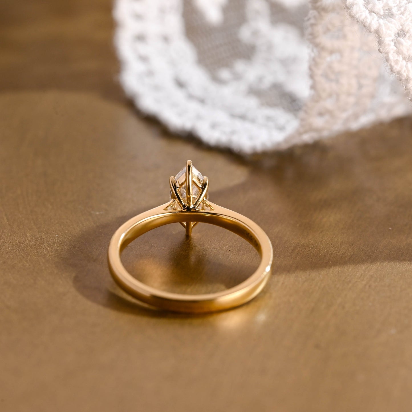 SquareJewelry marquise cut moissanite engagement ring Solid Gold Marquise Cut Moissanite Engagement Ring