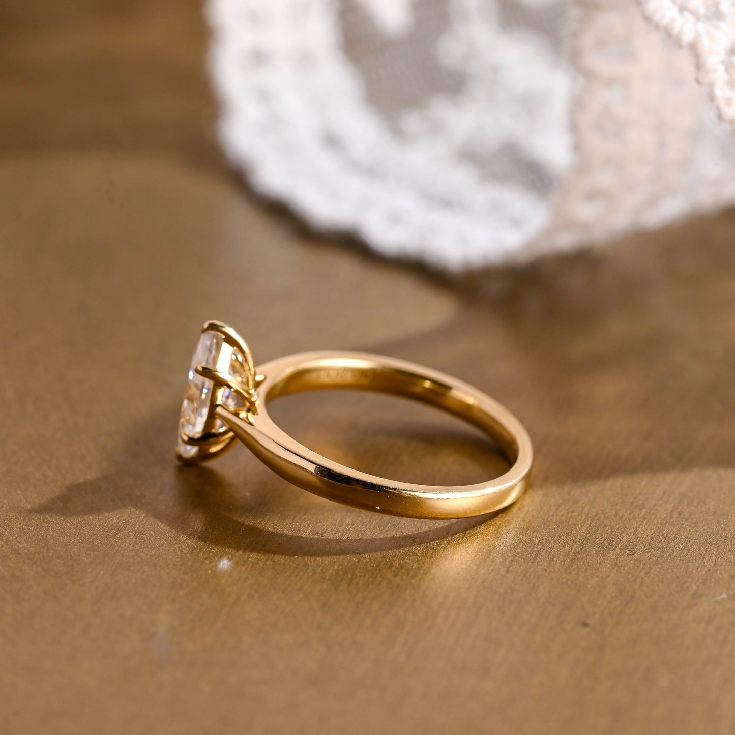 SquareJewelry marquise cut moissanite engagement ring Solid Gold Marquise Cut Moissanite Engagement Ring