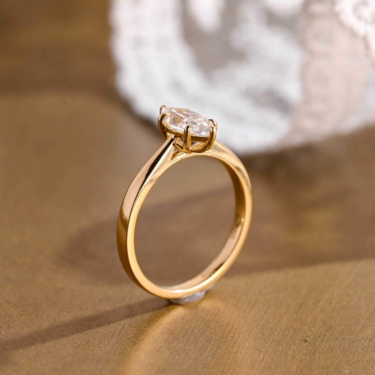 SquareJewelry marquise cut moissanite engagement ring Solid Gold Marquise Cut Moissanite Engagement Ring