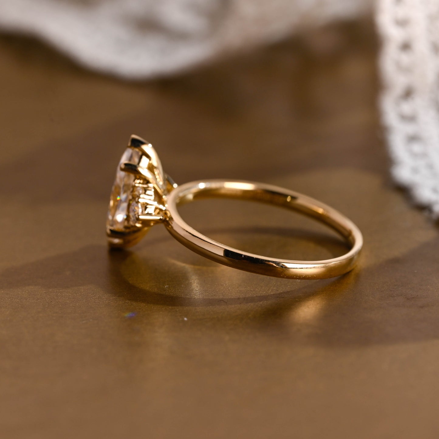 SquareJewelry marquise cut moissanite engagement ring Solid Gold Marquise Cut Moissanite Engagement Ring