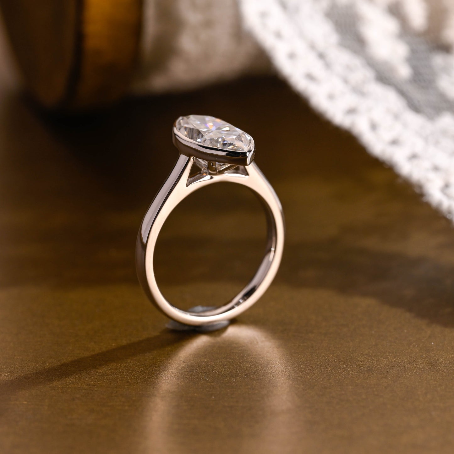 SquareJewelry marquise cut moissanite engagement ring Solid Gold Marquise Cut Moissanite Engagement Ring