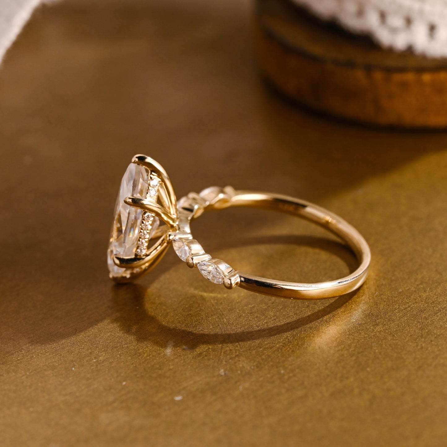 SquareJewelry marquise cut moissanite engagement ring Solid Gold Marquise Cut Moissanite Engagement Ring