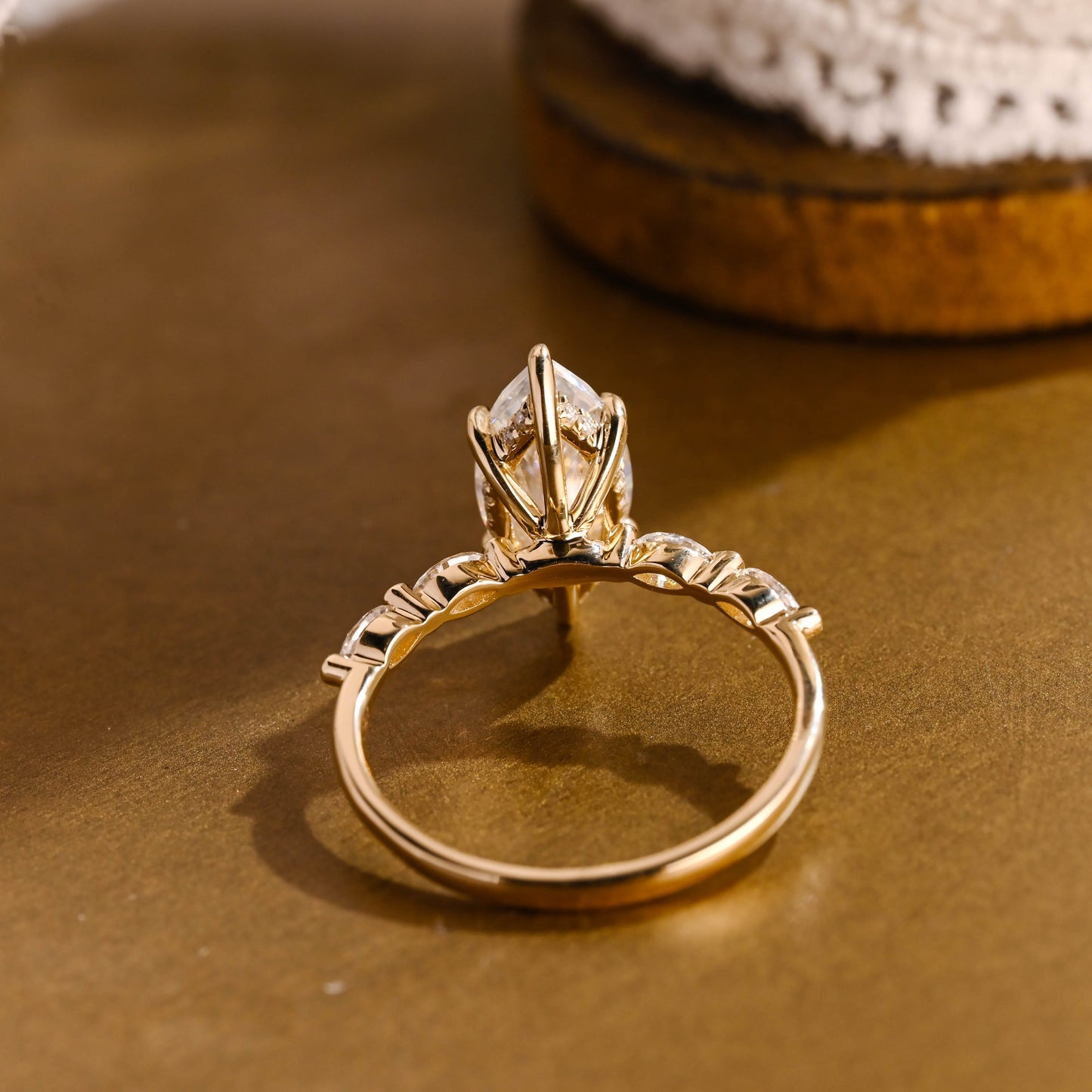 SquareJewelry marquise cut moissanite engagement ring Solid Gold Marquise Cut Moissanite Engagement Ring