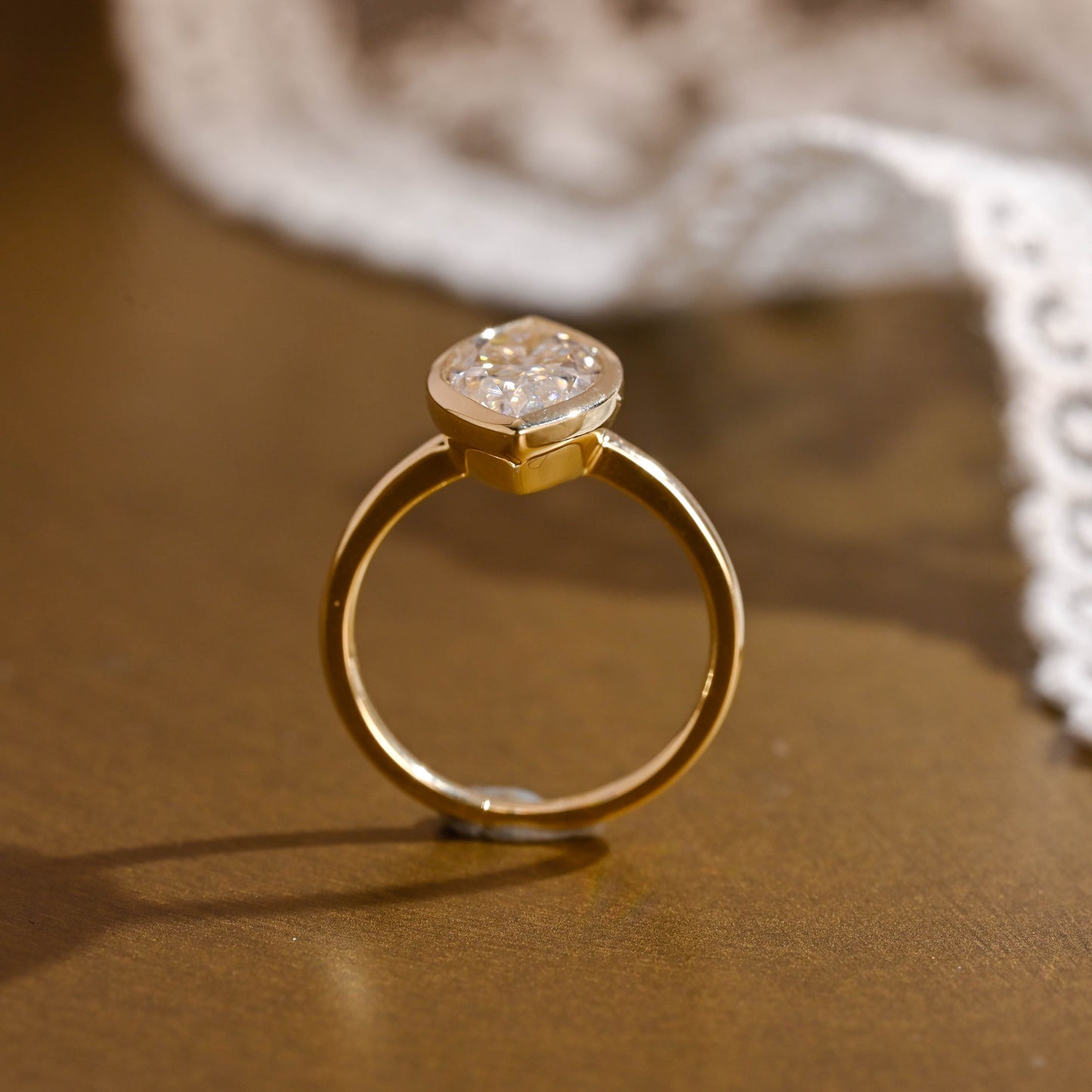 SquareJewelry marquise cut moissanite engagement ring Solitaire Bezel Marquise Cut Moissanite Engagement Ring