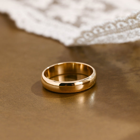 SquareJewelry men's wedding ring Solid Gold 5.0mm Plain Wedding Band Cigar Ring