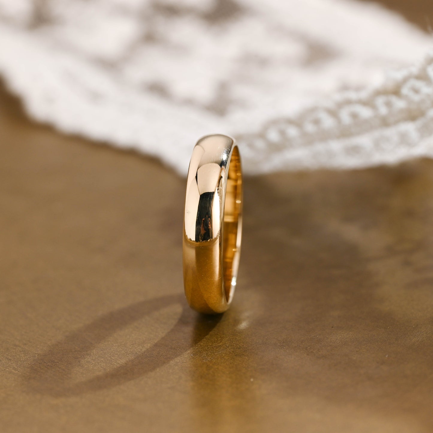 SquareJewelry men's wedding ring Solid Gold 5.0mm Plain Wedding Band Cigar Ring