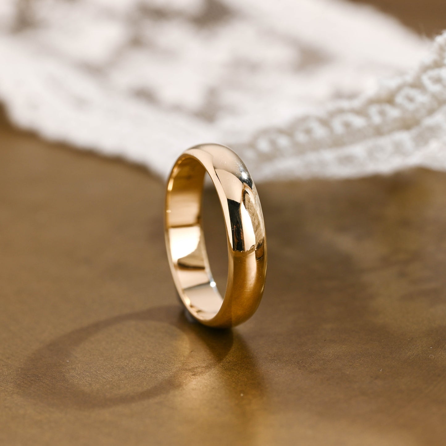 SquareJewelry men's wedding ring Solid Gold 5.0mm Plain Wedding Band Cigar Ring