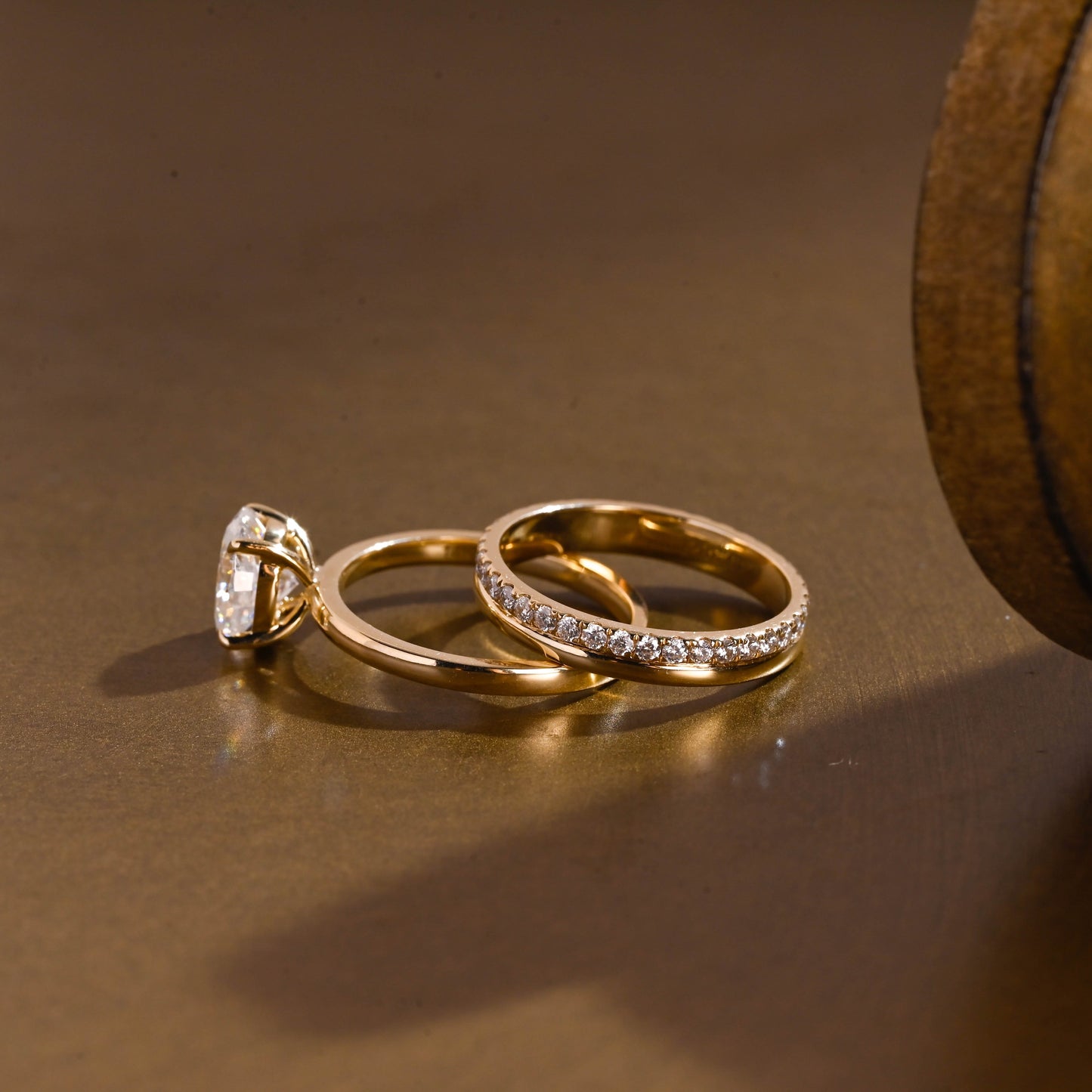 SquareJewelry oval cut bridal set Solid Gold Classic Oval Moissanite Engagement Ring Set With Full Eternity Band