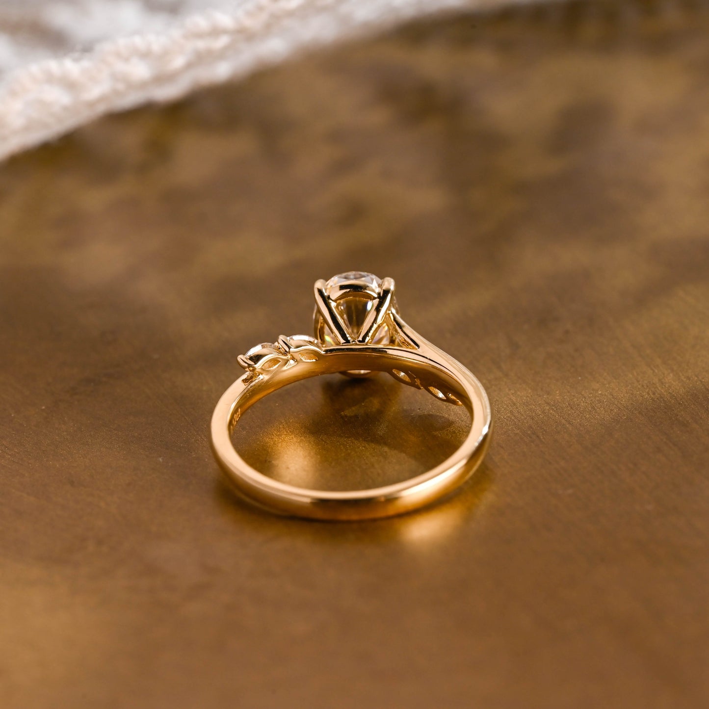 SquareJewelry oval cut moissanite engagement ring Solid Gold Bypass Oval Cut Moissanite Engagement Ring
