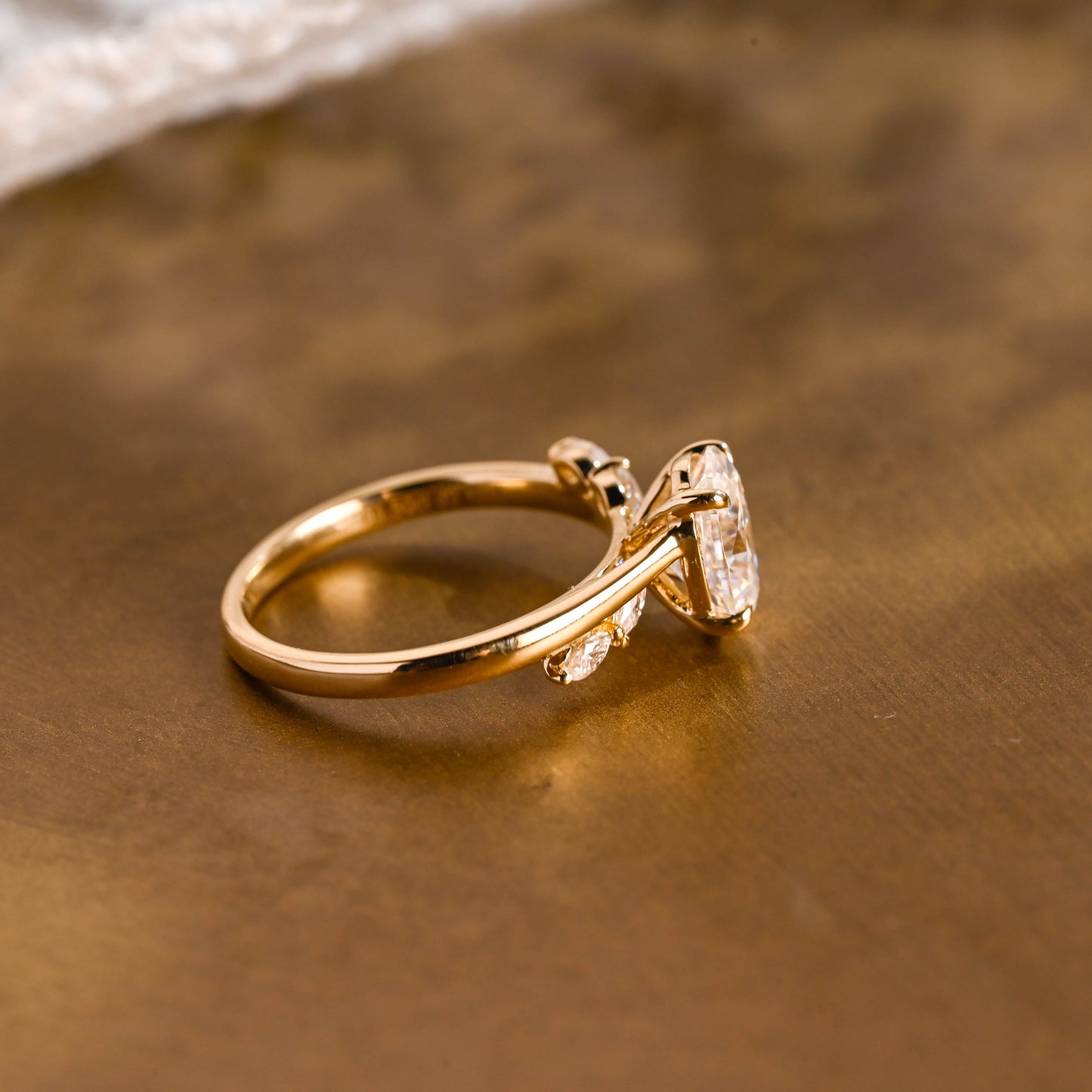 SquareJewelry oval cut moissanite engagement ring Solid Gold Bypass Oval Cut Moissanite Engagement Ring