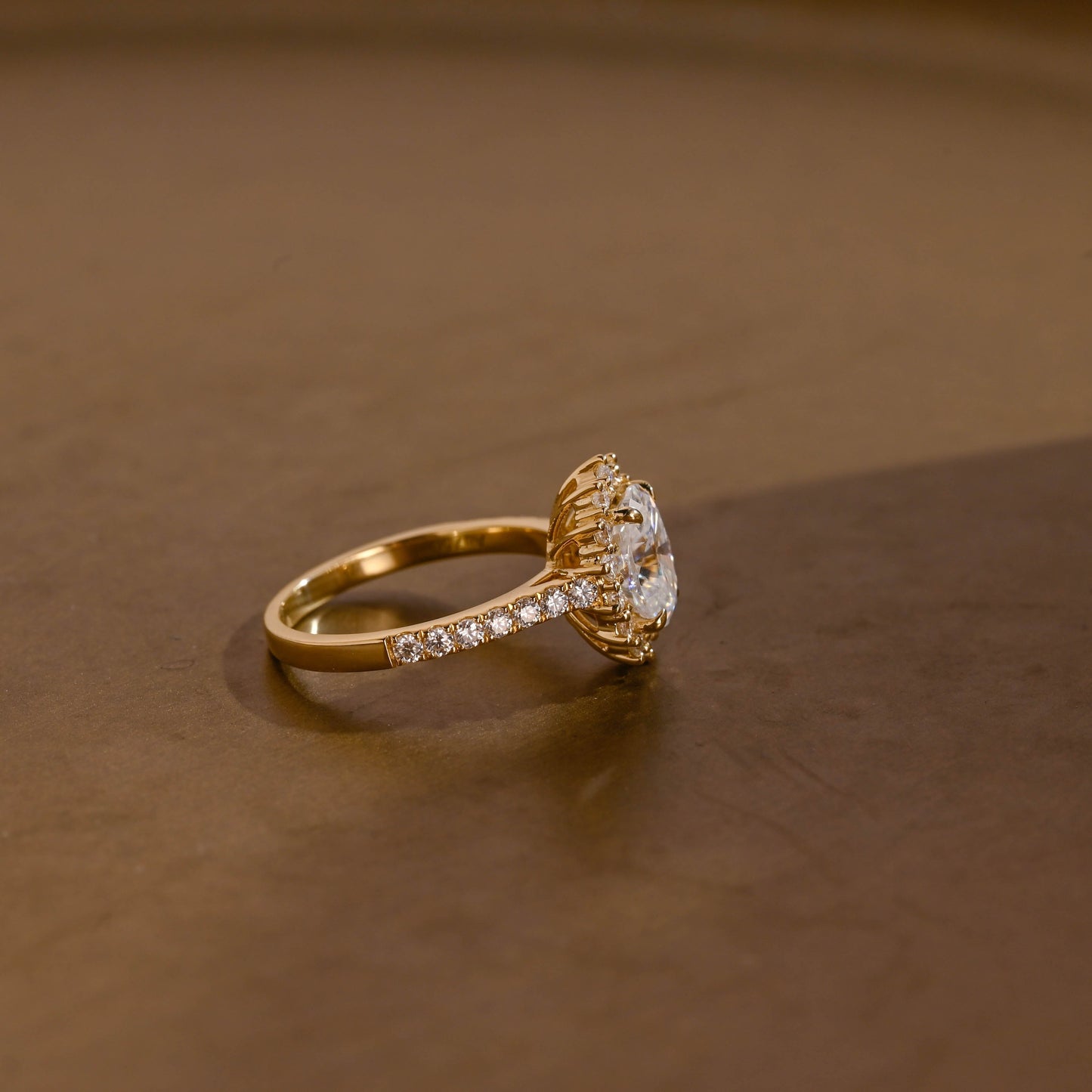 SquareJewelry oval cut moissanite engagement ring Solid Gold Oval Cut Moissanite Engagement Ring
