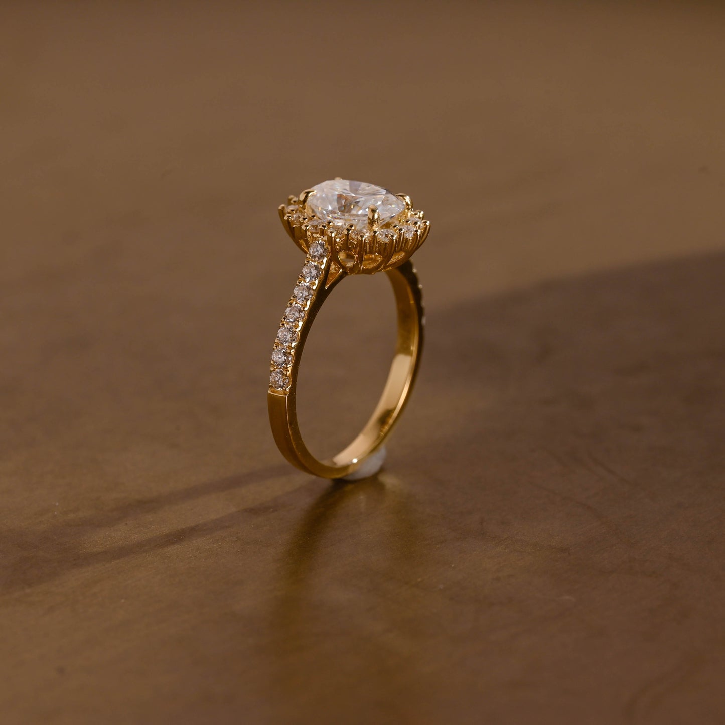 SquareJewelry oval cut moissanite engagement ring Solid Gold Oval Cut Moissanite Engagement Ring