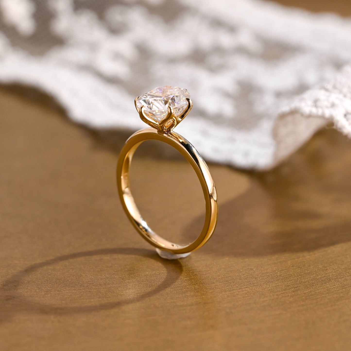 SquareJewelry oval cut moissanite engagement ring Solid Gold Oval Cut Moissanite Engagement Ring