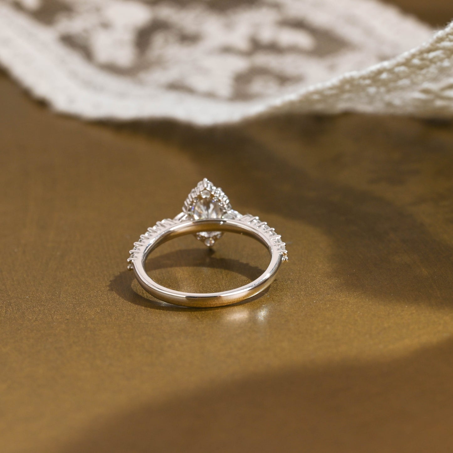 SquareJewelry oval cut moissanite engagement ring Solid Gold Pave Oval Cut Moissanite Engagement Ring