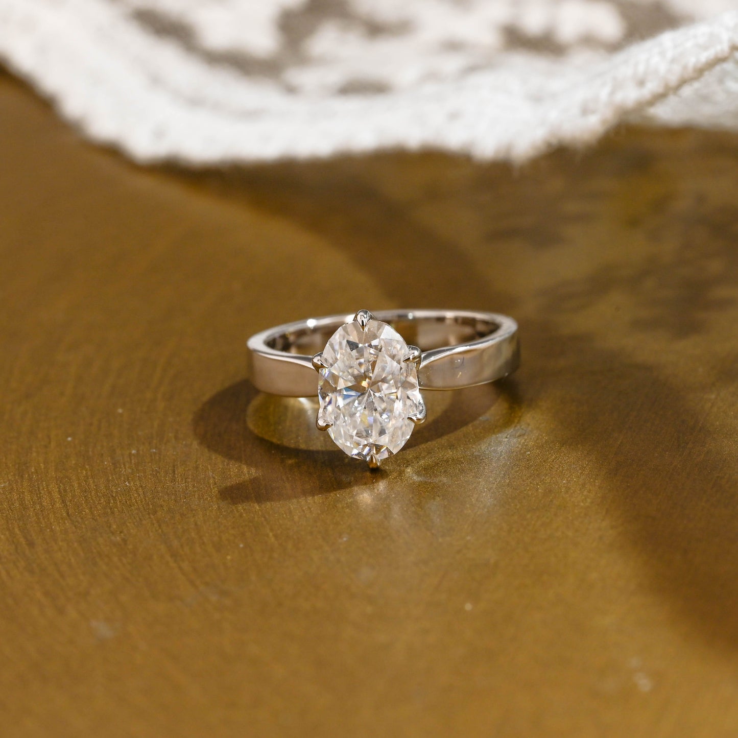 SquareJewelry oval cut moissanite engagement ring Solid Gold Solitaire Oval Cut Moissanite Engagement Ring