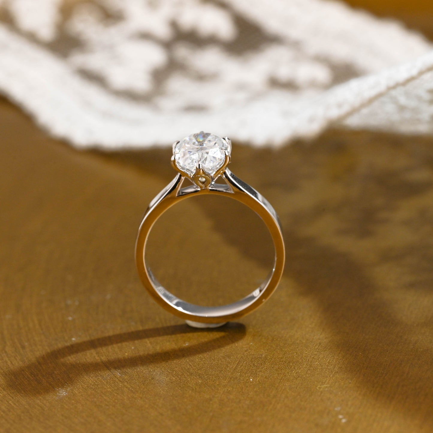 SquareJewelry oval cut moissanite engagement ring Solid Gold Solitaire Oval Cut Moissanite Engagement Ring