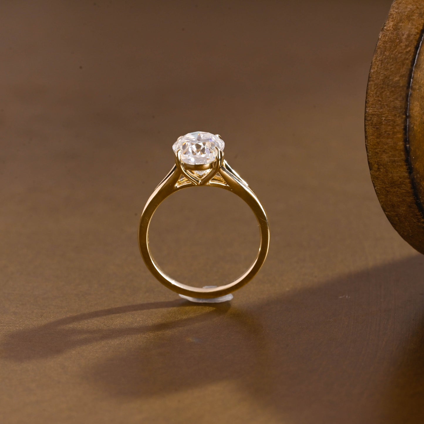 SquareJewelry oval cut moissanite engagement ring Solid Gold Split Shank Oval Moissanite Engagement Ring