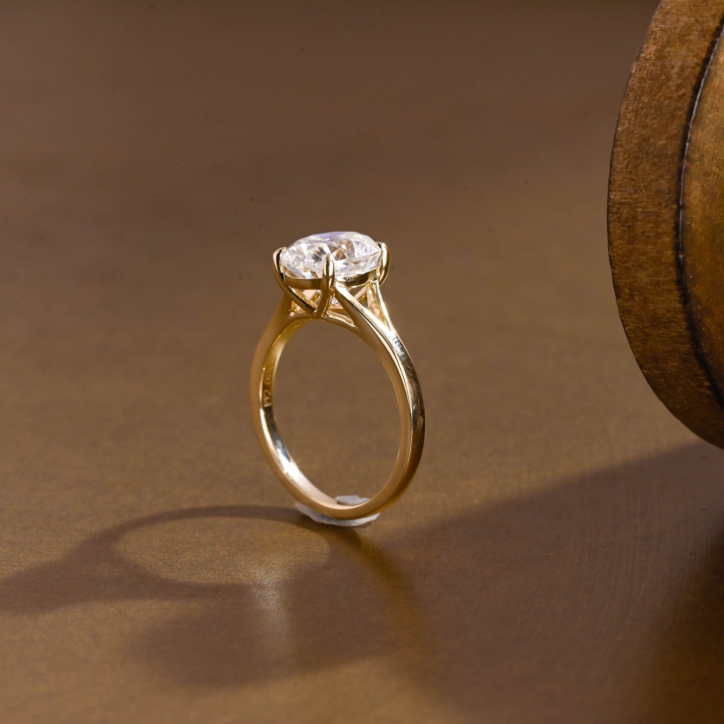 SquareJewelry oval cut moissanite engagement ring Solid Gold Split Shank Oval Moissanite Engagement Ring