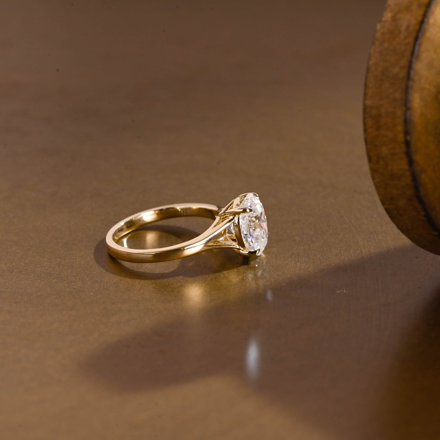 SquareJewelry oval cut moissanite engagement ring Solid Gold Split Shank Oval Moissanite Engagement Ring