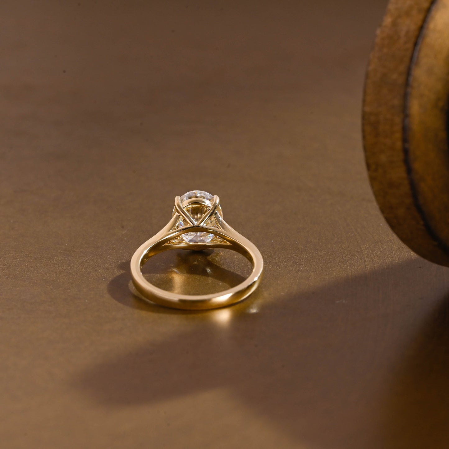 SquareJewelry oval cut moissanite engagement ring Solid Gold Split Shank Oval Moissanite Engagement Ring
