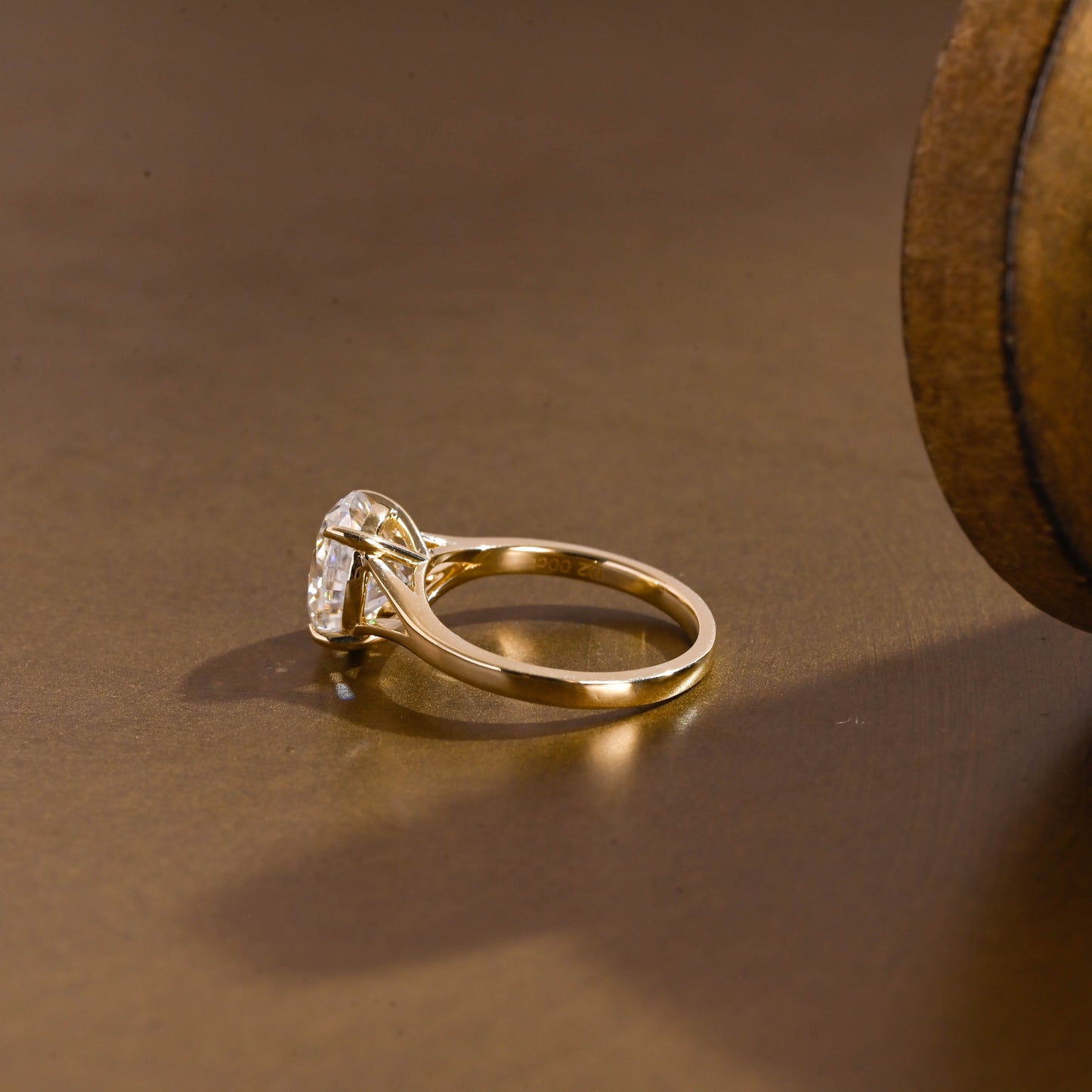 SquareJewelry oval cut moissanite engagement ring Solid Gold Split Shank Oval Moissanite Engagement Ring