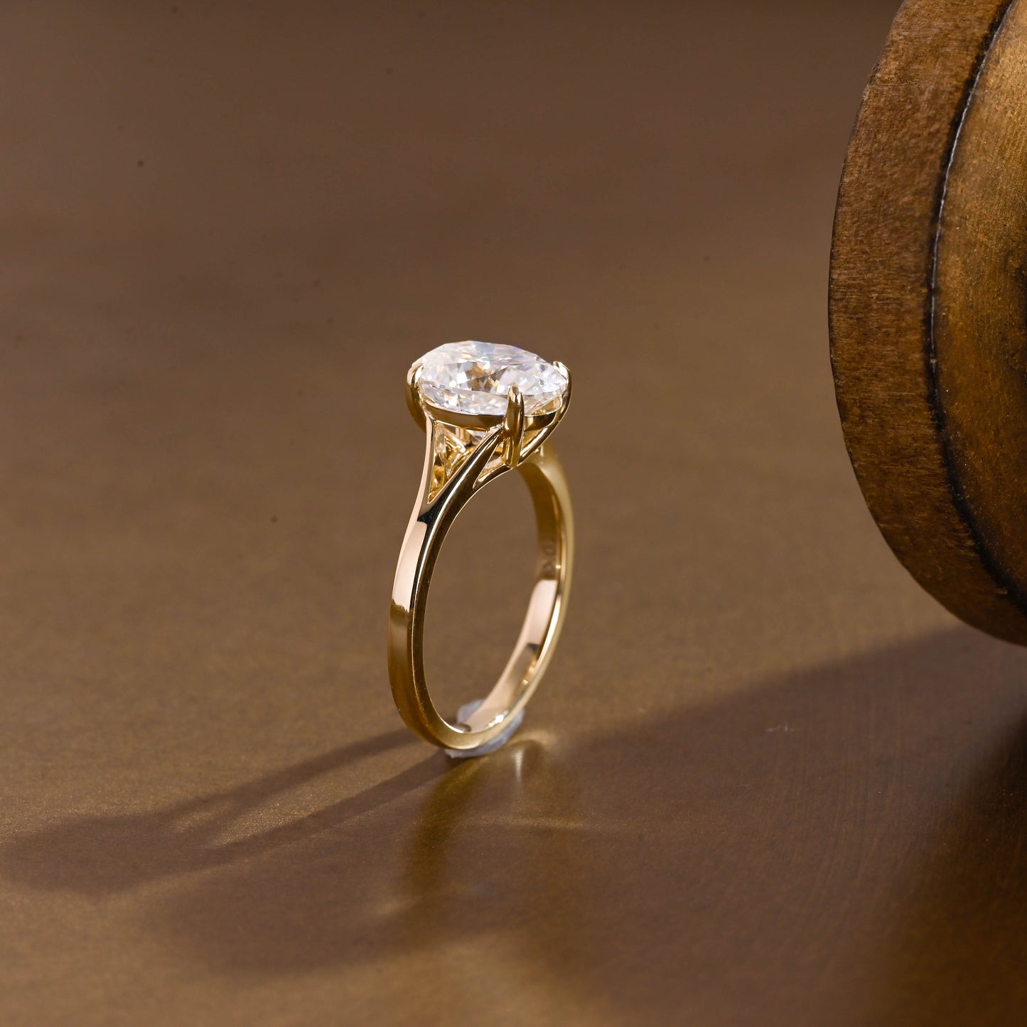 SquareJewelry oval cut moissanite engagement ring Solid Gold Split Shank Oval Moissanite Engagement Ring