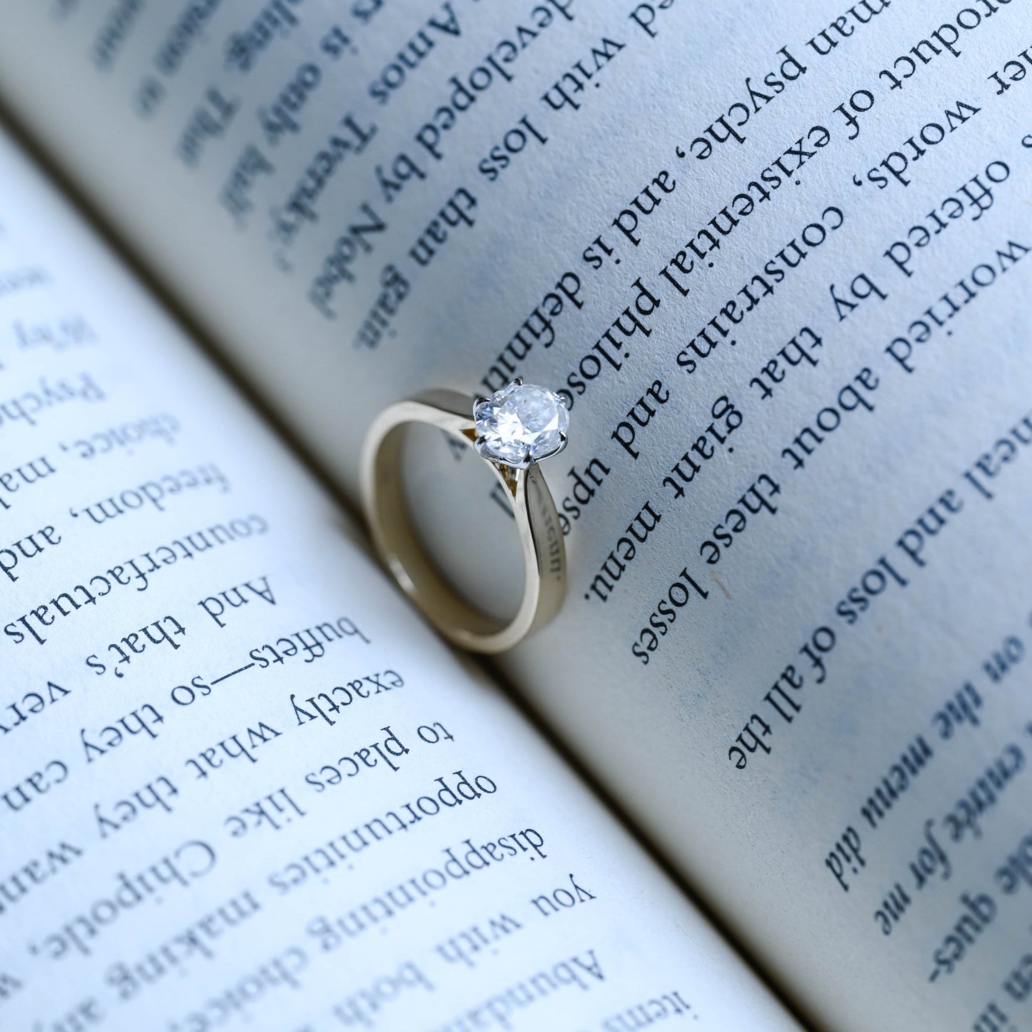 SquareJewelry oval cut moissanite engagement ring Solid Gold Tulip Basket Two Tone 3mm Oval Cut Moissanite Engagement Ring