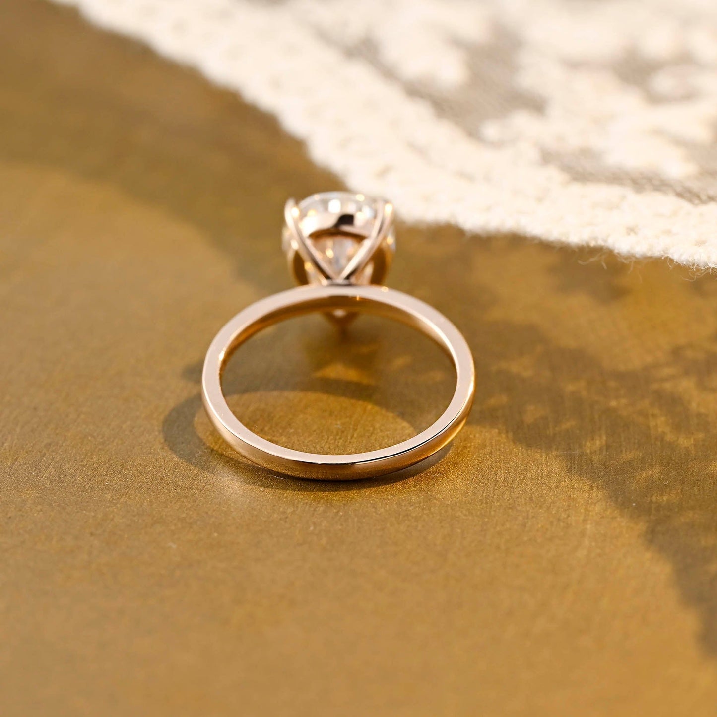 SquareJewelry pear cut moissanite engagement ring Solid Gold 4 Prongs Solitaire Pear Cut Moissanite Engagement Ring