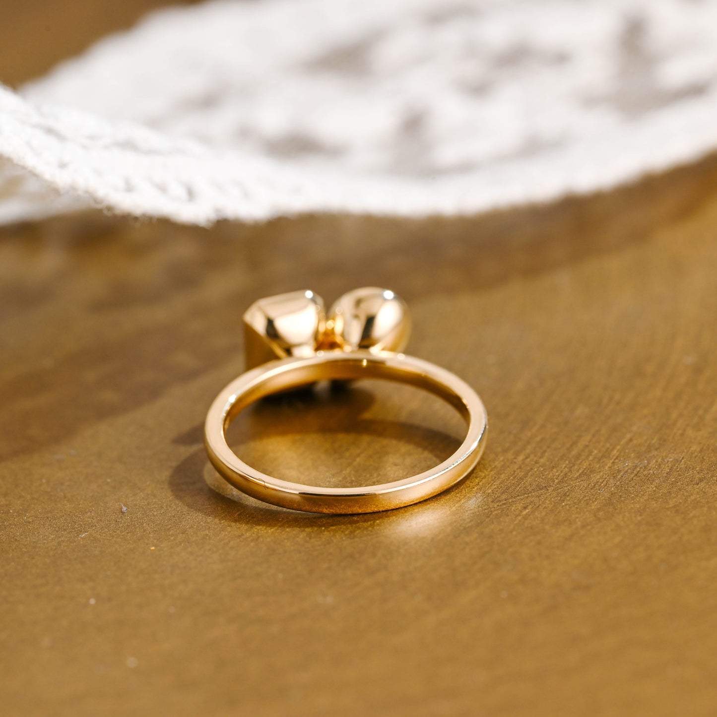 SquareJewelry pear cut moissanite engagement ring Solid Gold Toi Et Moi Yellow Emerald Cut Lab Sapphire & Pear Cut Moissanite Engagement Ring