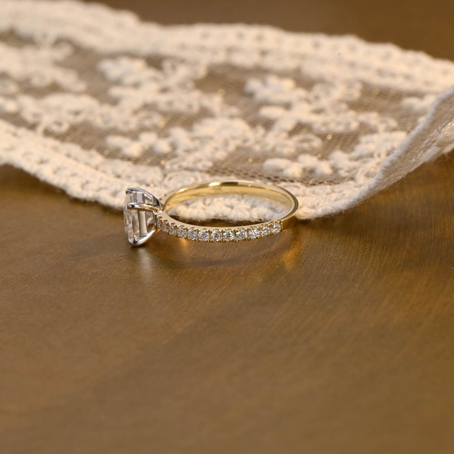 SquareJewelry princess cut moissanite engagement ring Solid Gold Princess Cut Moissanite Engagement Ring