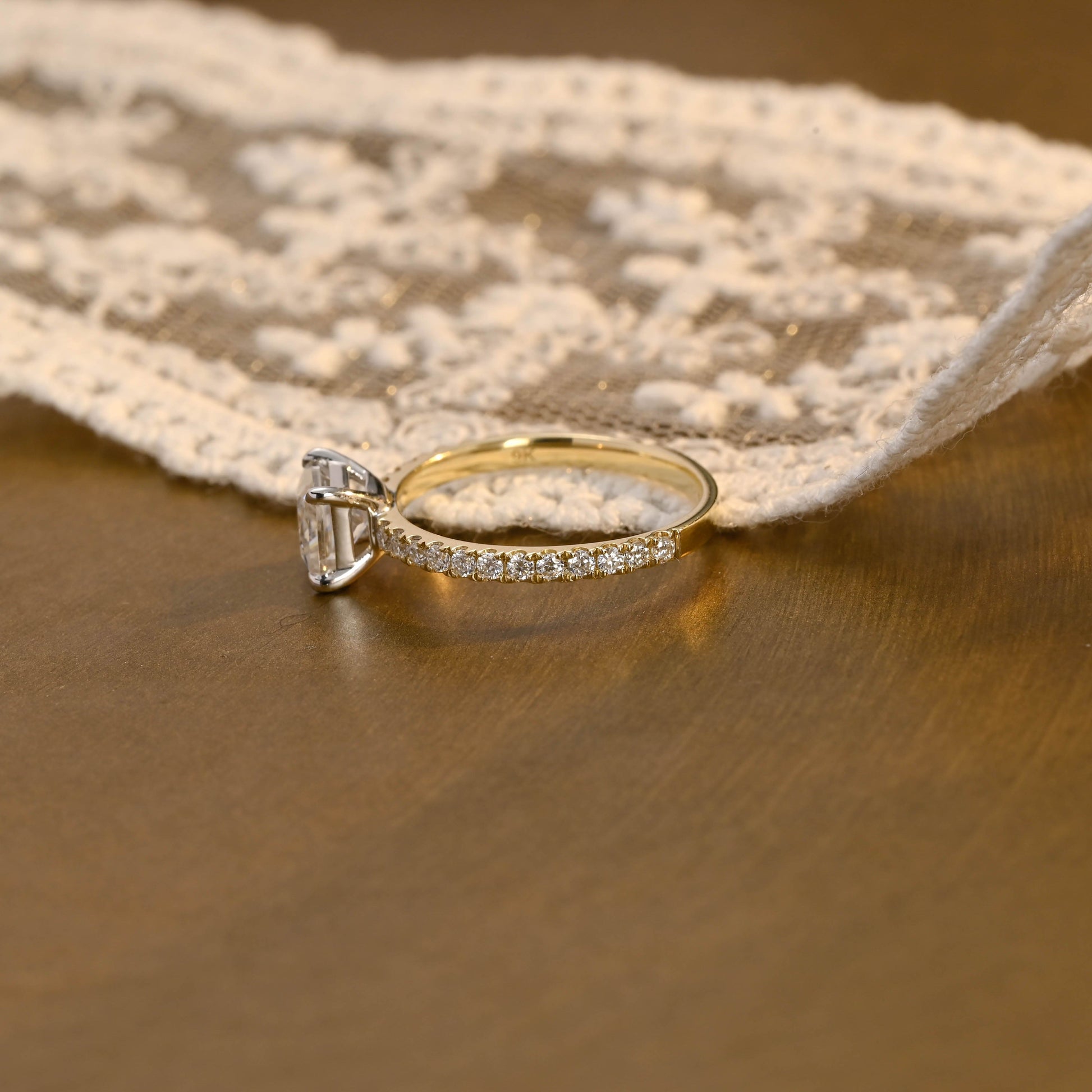 SquareJewelry princess cut moissanite engagement ring Solid Gold Princess Cut Moissanite Engagement Ring