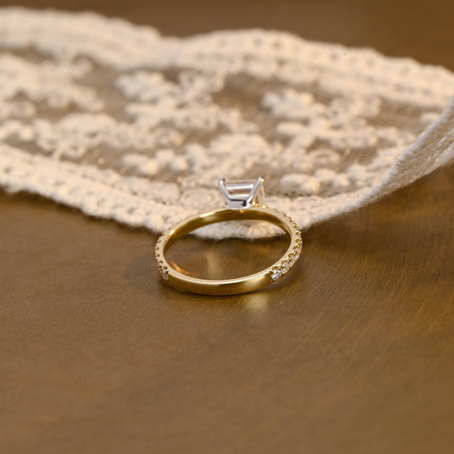 SquareJewelry princess cut moissanite engagement ring Solid Gold Princess Cut Moissanite Engagement Ring