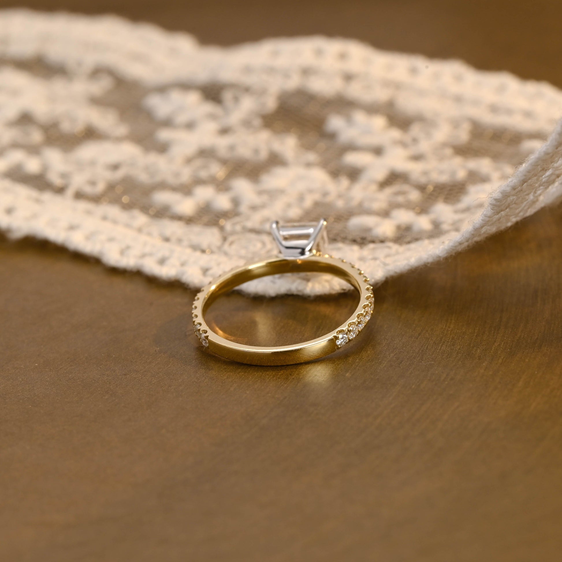 SquareJewelry princess cut moissanite engagement ring Solid Gold Princess Cut Moissanite Engagement Ring