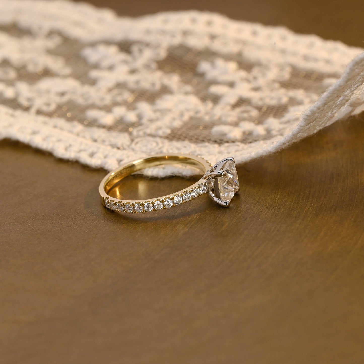 SquareJewelry princess cut moissanite engagement ring Solid Gold Princess Cut Moissanite Engagement Ring