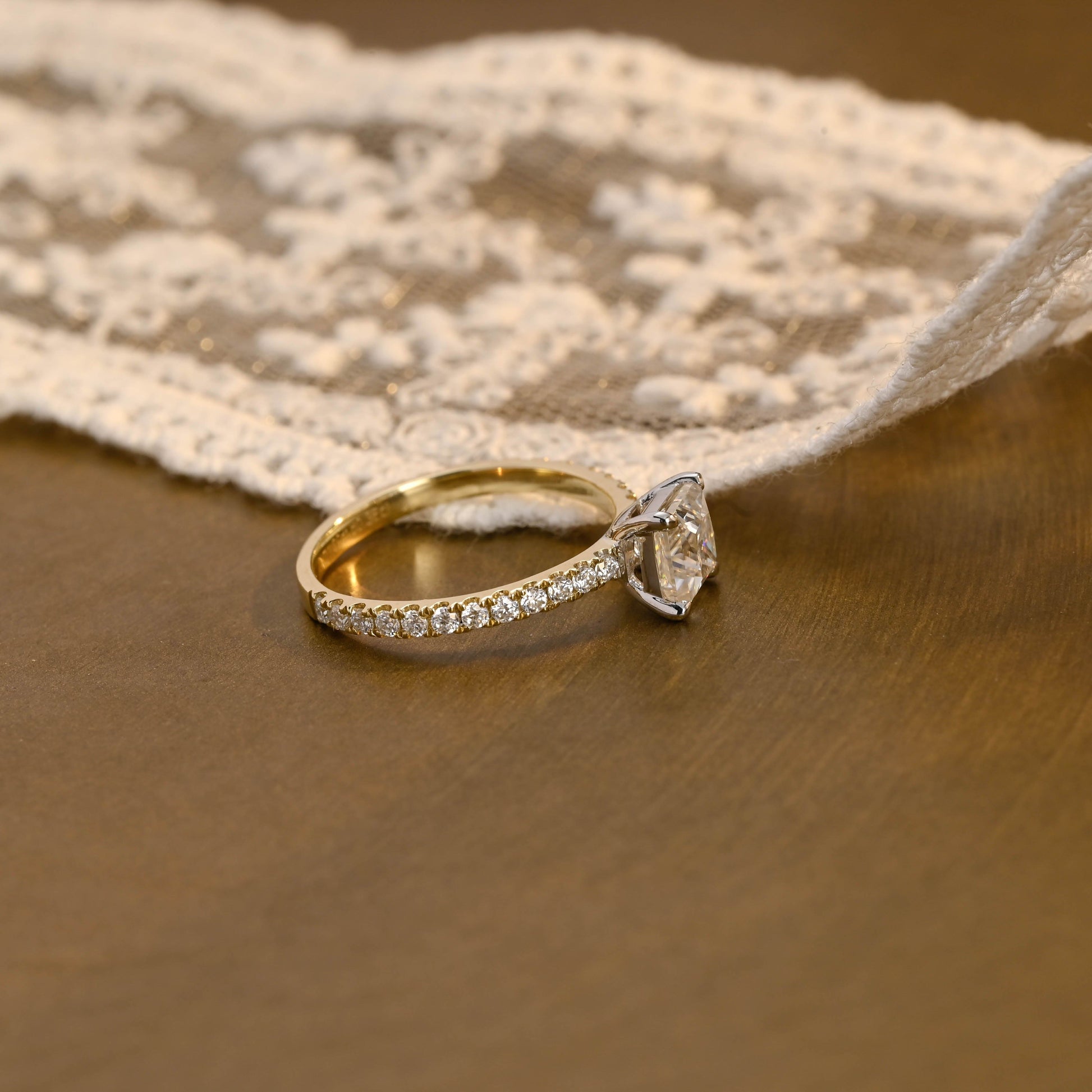 SquareJewelry princess cut moissanite engagement ring Solid Gold Princess Cut Moissanite Engagement Ring