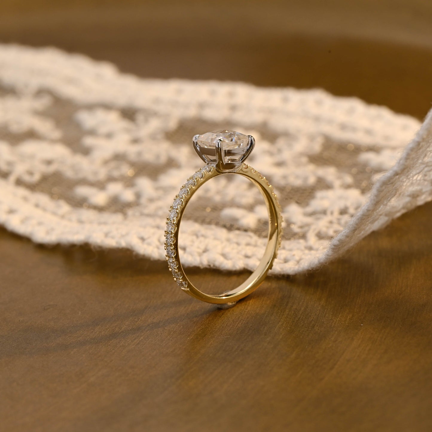 SquareJewelry princess cut moissanite engagement ring Solid Gold Princess Cut Moissanite Engagement Ring