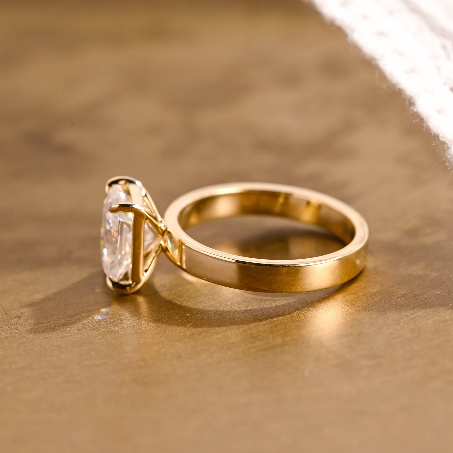 SquareJewelry radiant cut moissanite engagement ring 3mm Band Radiant Cut Moissanite Engagement Ring