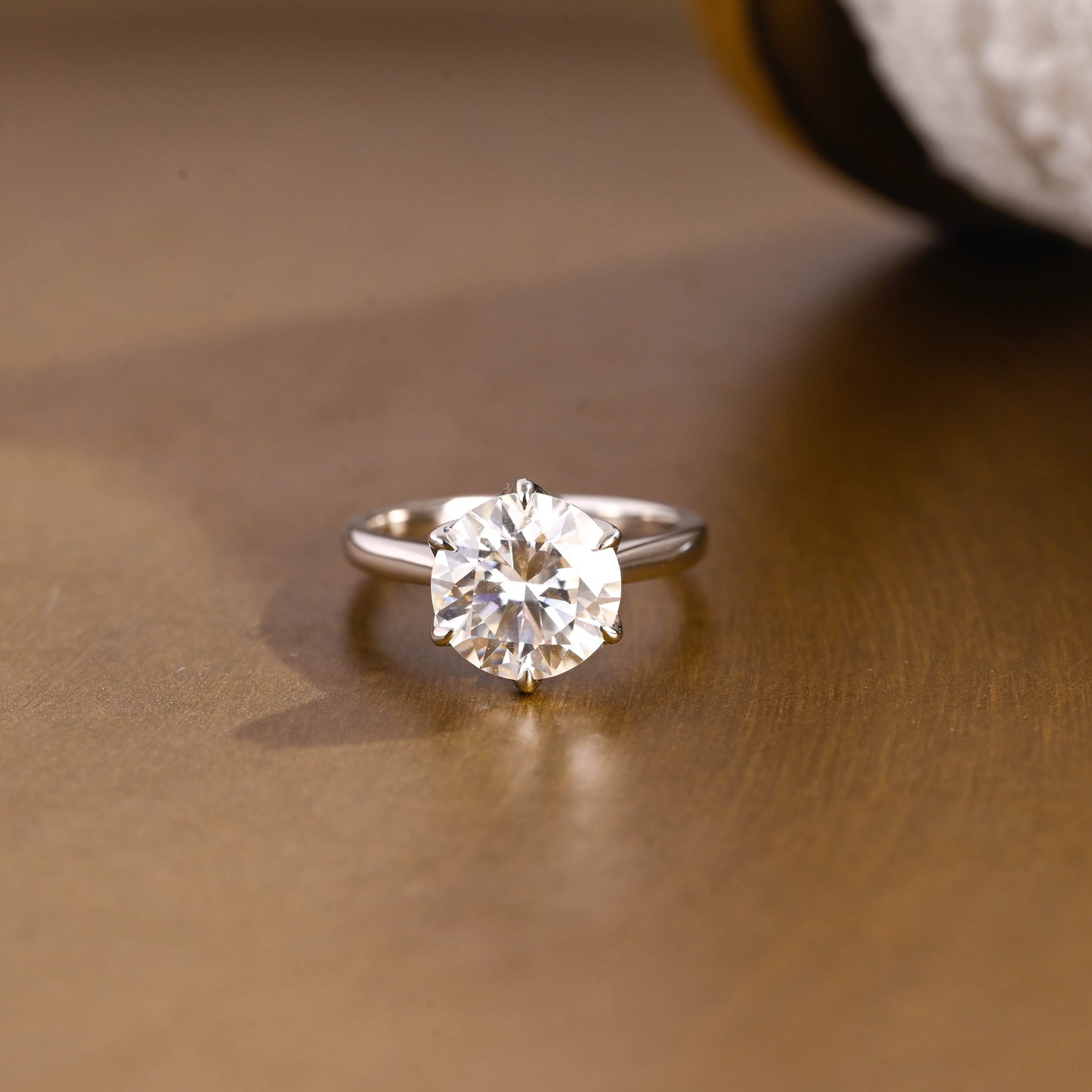 SquareJewelry round cut moissanite engagement ring Cathedral Tulip Set Round Cut Moissanite Engagement Ring